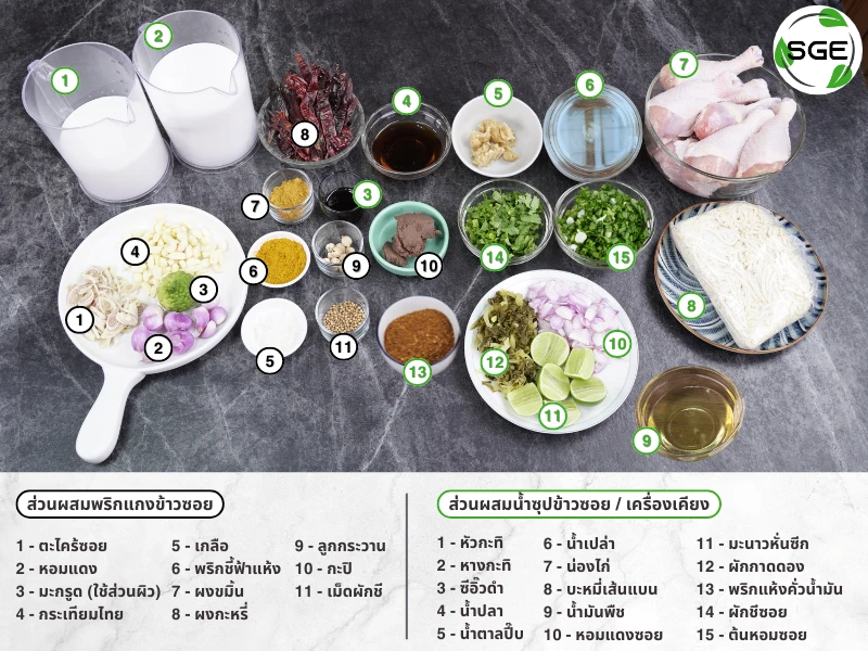 วัตถุดิบข้าวซอย ข้าวซอยไก่-how-to-make-khao-soi-02 ingredients