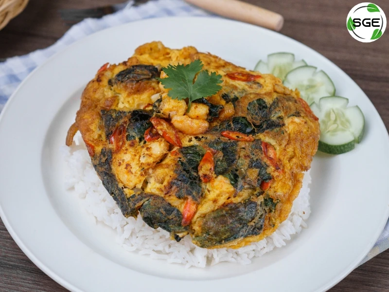 ไข่เจียวทรงเครื่อง ไข่เจียวกะเพรากุ้ง-thai-spicy-omelet-basil-shrimp-07